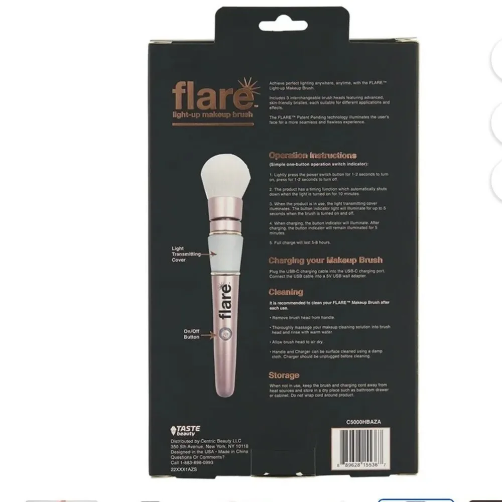 Flare LED Makeup Brush Set in Rose Gold & White